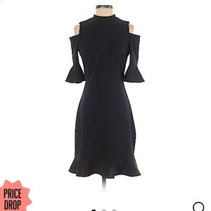 ABS Allen Schwartz Cutout Crepe Cold Shoulder Dress